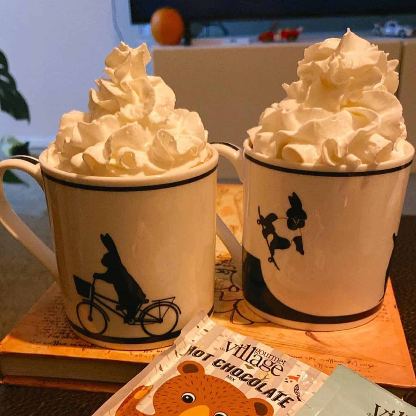 HAM Rabbit Mugs with hot chocolate